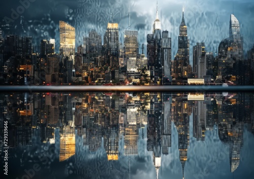 "Urban Mirage: Rainy City Reflections"
