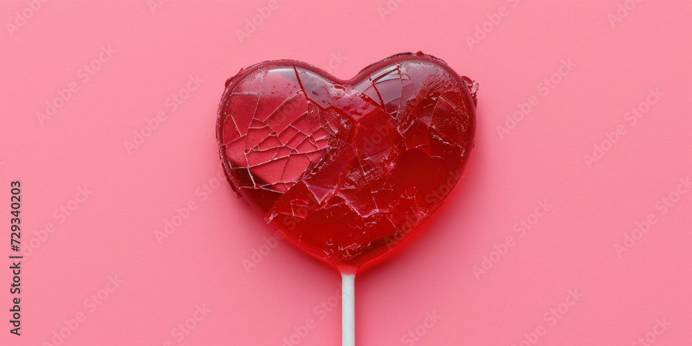 Relationship problems. A red heart-shaped candy lollipop is totally broken on an pink studio background. Concept of separation, divorce, broken heart, end of love and romance, heartbreak break up Relationship problems. A red heart-shaped candy lollipop is totally broken on an pink studio background. Concept of separation, divorce, broken heart, end of love and romance, heartbreak break up