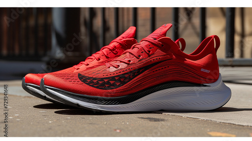 a pair of high-performance athletic shoes with advanced cushioning technology and a sleek  streamlined design.