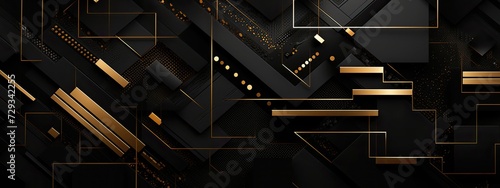 A bold and edgy black and gold background, featuring abstract shapes and bold lines, perfect for a contemporary art piece photo