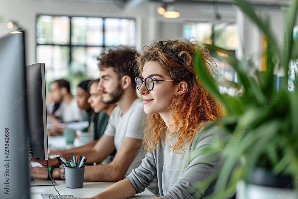A Diverse Team of Professionals Engaged in Collaborative Efforts, Working Diligently in a Bright, Modern Office Space A Diverse Team of Professionals Engaged in Collaborative Efforts, Working Diligently in a Bright, Modern Office Space