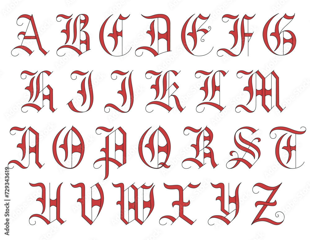 Gothic Capital Letters Monogram Alphabet Gothic Capital Letters Monogram Alphabet