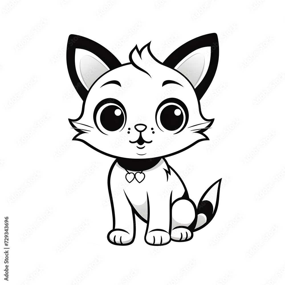 Cute cat illustration isolated on white background.