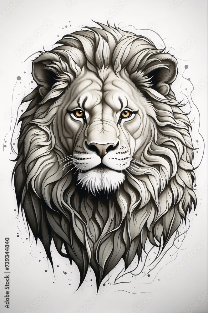 Regal Simplicity: A Minimalist Lion Portrait with Bold Lines and Majestic Presence Regal Simplicity: A Minimalist Lion Portrait with Bold Lines and Majestic Presence