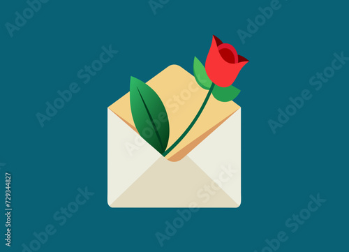 A vintage love letter with a preserved rose. vektor illustation