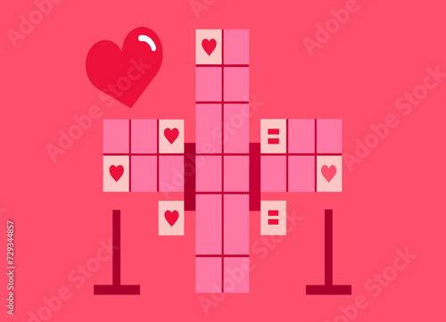 A love-themed crossword puzzle with voice-guided clues. vektor illustation