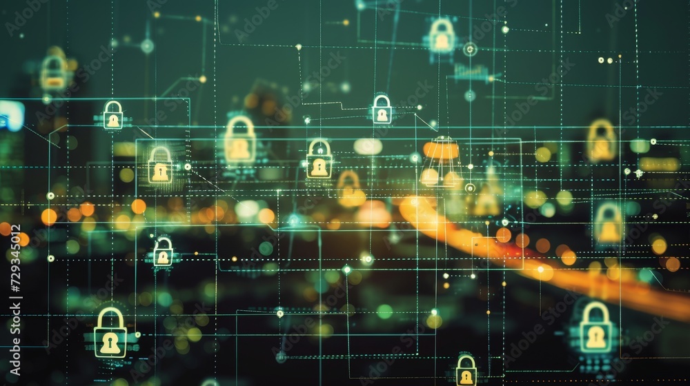 Interwoven Safety: Security Signs Forming a Network Amidst the Lock Symbol Interwoven Safety: Security Signs Forming a Network Amidst the Lock Symbol