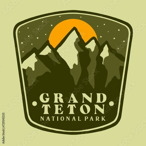 GREAT OUTDOORS OF GREEN TETON NATIONAL PARK LOGO DESIGN VECTOR ILLUSTRATION