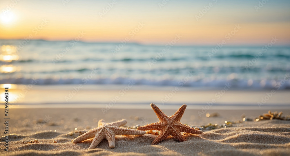 Beautiful sand beach. Seascape and sun on blue sky background.. Generated with AI Beautiful sand beach. Seascape and sun on blue sky background.. Generated with AI