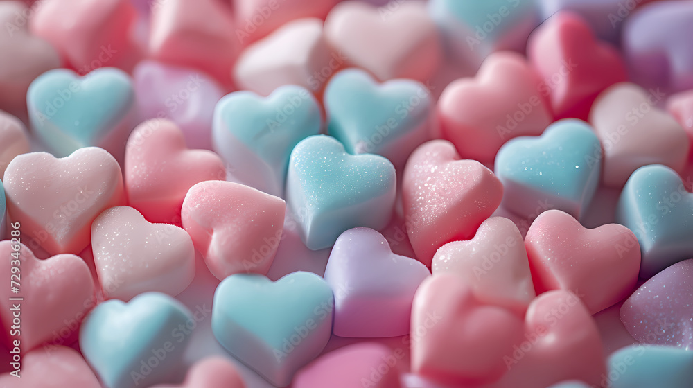 a delightful background filled with heart-shaped candies in a mix of pastel colors for Valentine's Day (2)