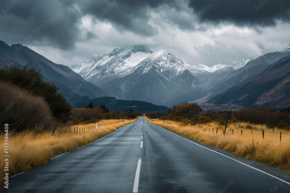 Fototapeta premium Road leading up to a mountain.