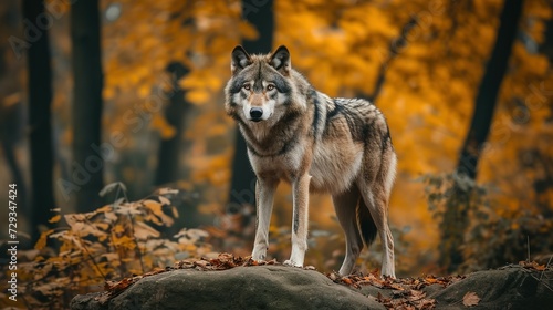 Capturing the Majesty of Wild Wolves in AutumnImmerse yourself in the breathtaking beauty of wild wolves in their natural habitat with our exceptional collection of autumn-themed stock images on Adobe