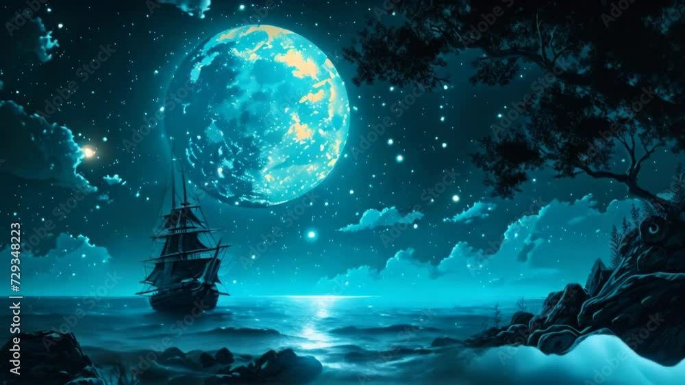 Stellar Dreams: Pirate's Bounty Beneath the Moon's Glow. Generative ai Stellar Dreams: Pirate's Bounty Beneath the Moon's Glow. Generative ai