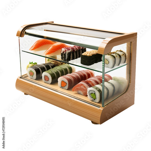 Sushi Display Case on transparent background photo