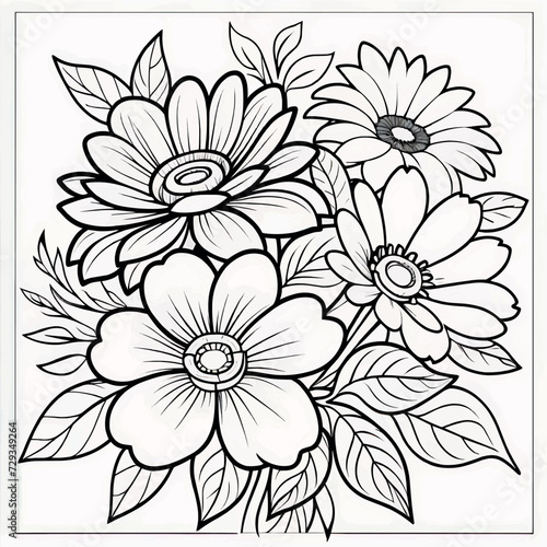 Luxury floral coloring book pages line art sketch