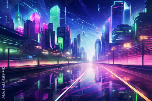Neon Skyline: Futuristic City at Dusk © LAJT