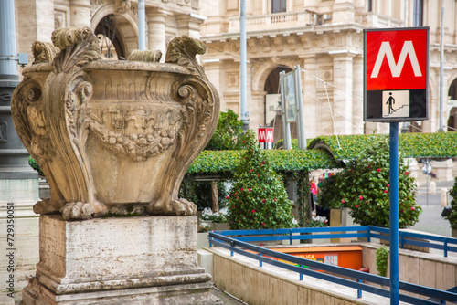 Photography Piazza Repubblica subway in Rome, Italy