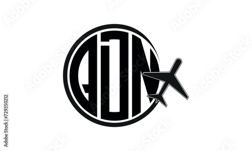 QDN three initial letter circle tour & travel agency logo design vector template. hajj Umrah agency, abstract, wordmark, business, monogram, minimalist, brand, company, flat, tourism agency, tourist