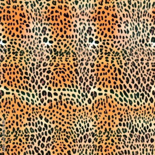 Warm Tones Leopard Spot Seamless Texture. Seamless pattern with a harmonious blend of orange and black leopard spots.