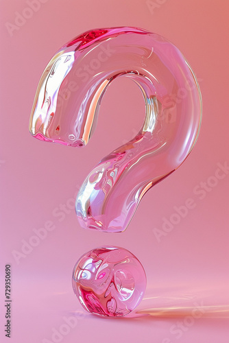 question mark made of glass on a pink background
