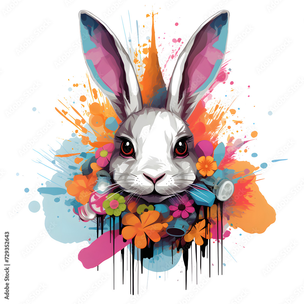 Easter day t-shirt design, easter bunny t shirt design,A watercolor rabbit,Easter Ears Bunny Flowers Eggs Clipart, stickers,posters,abstract and vibrant flower patterns,22 Ai Generated