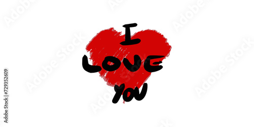 vector text I love you with red hearth 