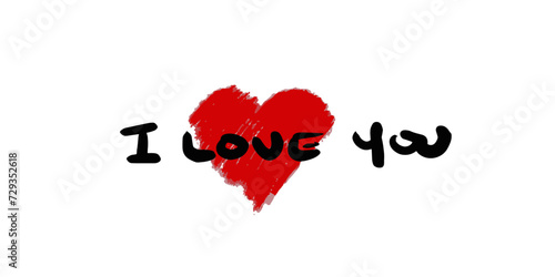 vector text I love you with red hearth 