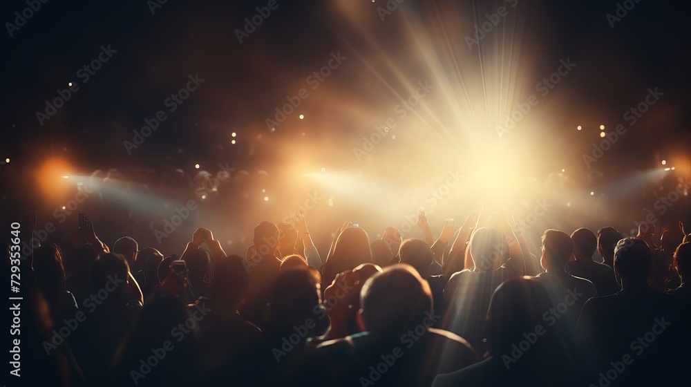 Abstract Background Party Concert Concept. Party people concept. Crowd happy and joyful in club. Celebration, festival, Happiness,  Blurry night club .Event Show concert