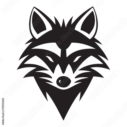 black white raccoon head logo and icon, clip art vector