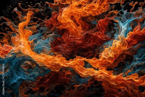 combination of the water with the fire in the form of the layers abstract backgeound of fire and water  photo