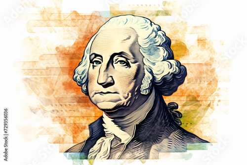 george washington dollar clipart, in the style of detailed cross-hatching