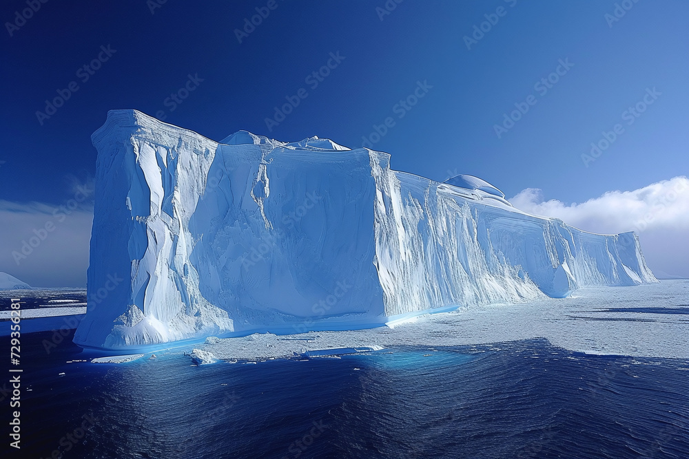 Imposing Iceberg Standing Tall in the Polar Sea Embodying the Grandeur and Solitude of the Arctic