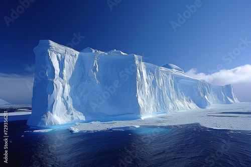 Imposing Iceberg Standing Tall in the Polar Sea Embodying the Grandeur and Solitude of the Arctic © Qmini