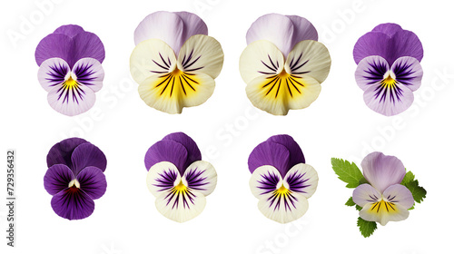 Pansy Collection: Vibrant Floral Blooms for Botanical Designs, Perfumes, and Garden Beautification - Transparent PNG 3D Art