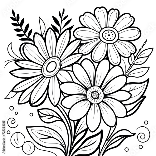 Luxury floral coloring book pages line art sketch