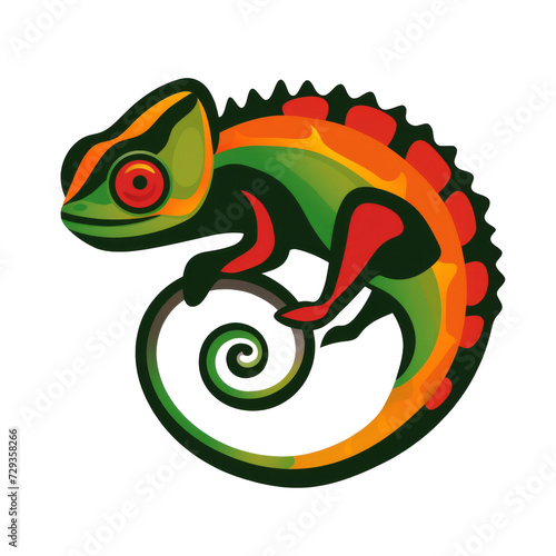 flat logo of vector colorful chameleon cartoon vector icon illustration animal nature icon concept isolated premium transparent background png