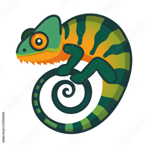 flat logo of vector colorful chameleon cartoon vector icon illustration animal nature icon concept isolated premium transparent background png