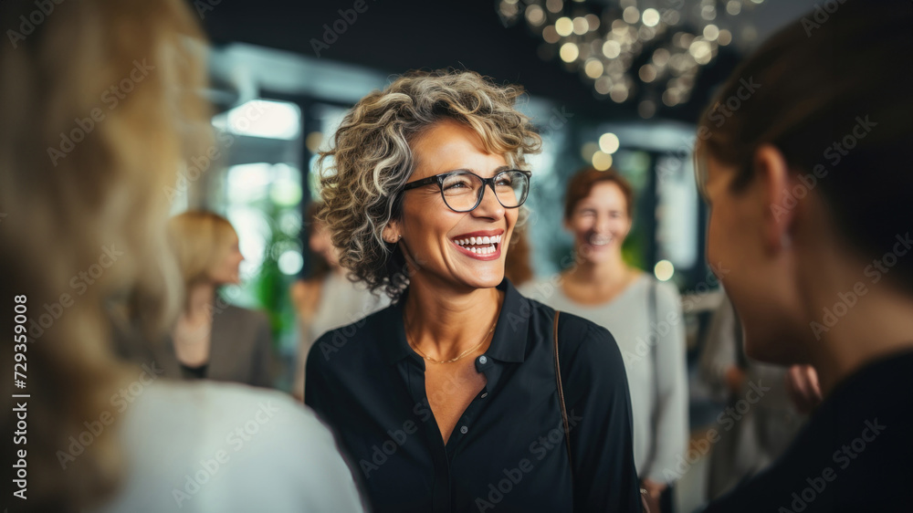 Senior Businesswoman Smiling at Colleagues Senior Businesswoman Smiling at Colleagues