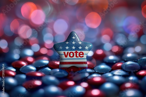 Patriotic Participation Stirring American Election Concept Featuring a Star in US Flag Colors Urging Citizens to Vote in the Presidential Election photo