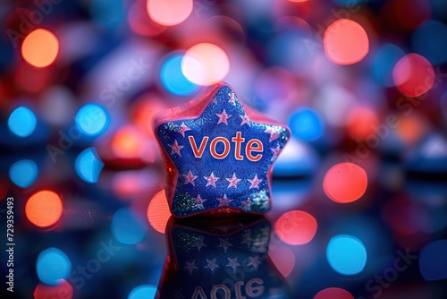 Patriotic Participation Stirring American Election Concept Featuring a Star in US Flag Colors Urging Citizens to Vote in the Presidential Election photo