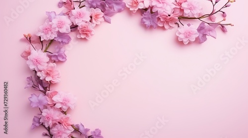 Wallpaper Mural Flowers composition. Frame made of pink flowers on pastel pink background. Valentines day, mothers day, womens day concept. Flat lay, top view, copy space Torontodigital.ca