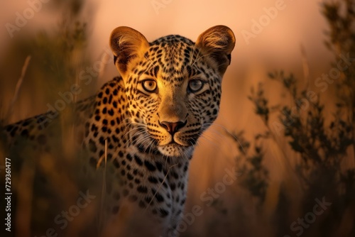Intense Leopard Gaze at Twilight