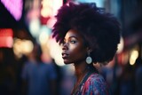 Stylish African American Woman with Vibrant Afro
