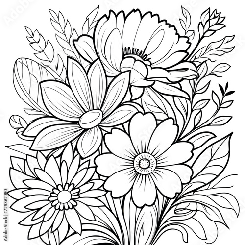 Luxury floral coloring book pages line art sketch