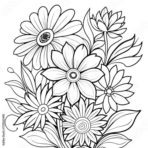 Luxury floral coloring book pages line art sketch