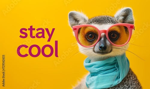 illustration of a cute cool animal with sunglasses, on a light background
