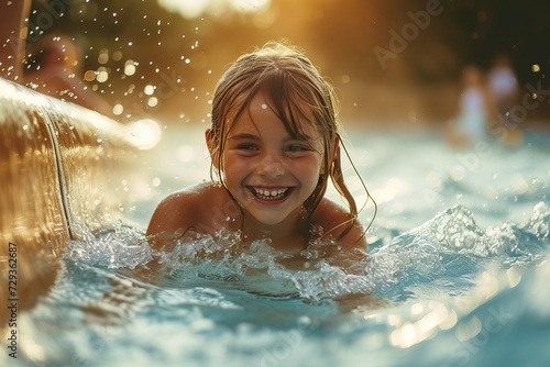 Summer Bliss A Person Enjoying a Refreshing Swim in a Pool  Water Splashing  Sun Shining Brightly  Perfect for Relaxation