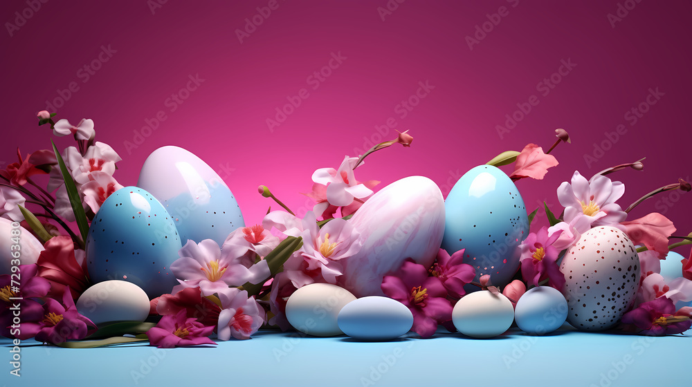 Obraz premium Easter background, many colorful Easter eggs