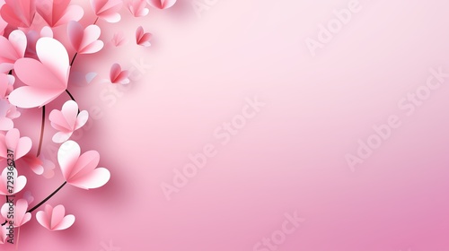 Valentine's Day card with hearts paper cut style on a pink background © Tahir