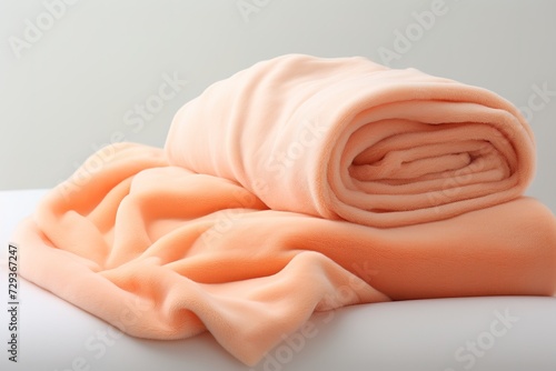 Soft and warm fabric folded in a pile  in various shades of pink and white.
